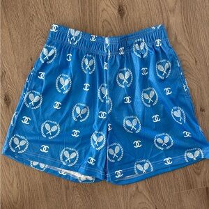 Bravest Studios x Chanel Tennis Logo Shorts in Ocean